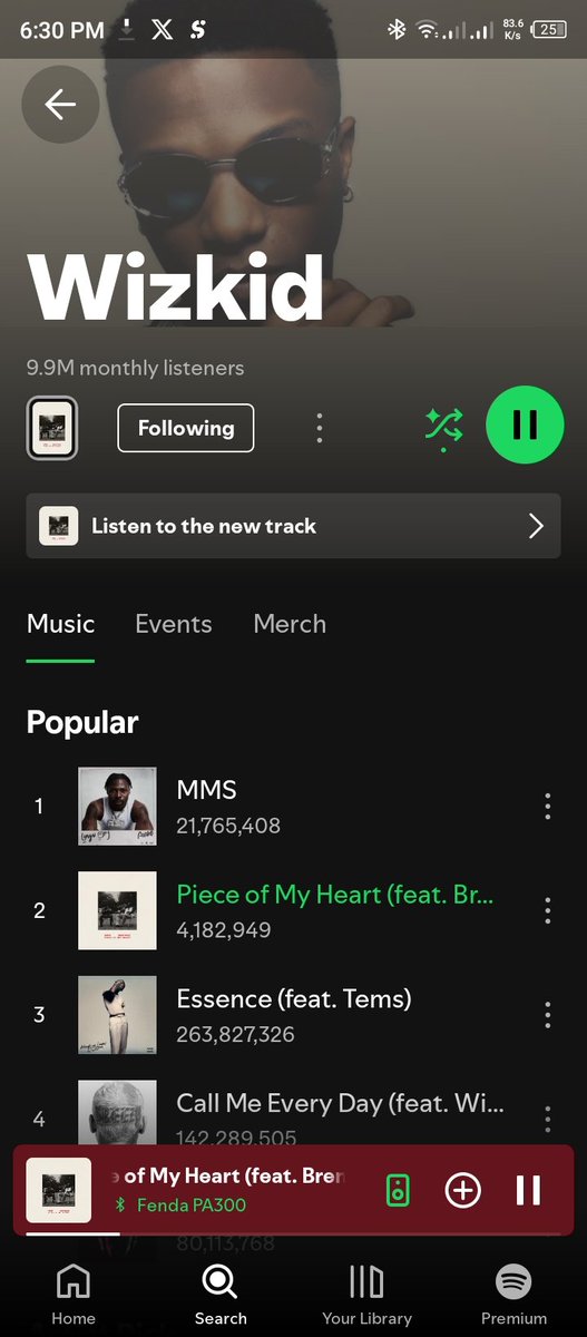 4.1M stream's in just 3 days When your big your big❤️🦅
#wizkid #Wizkidfc #piecesofmyheart