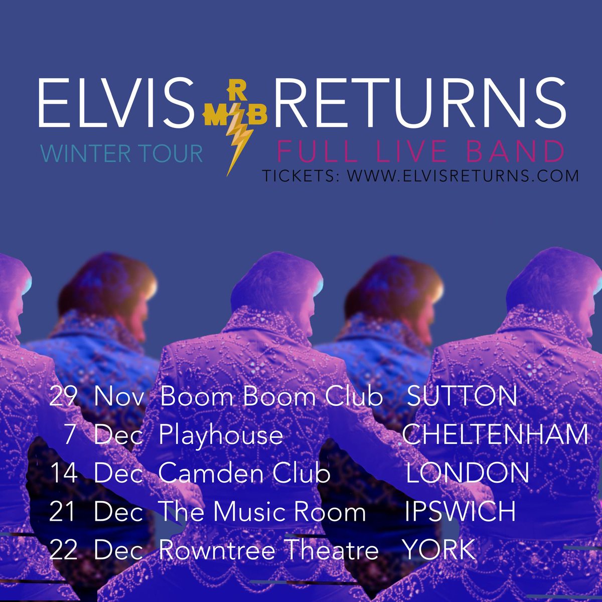 We are very excited to be bringing our Christmas show to these fantastic venues for tickets please visit elvisreturns.com be great to see you there!