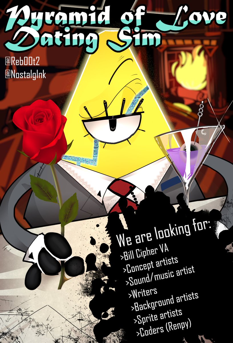 Reb00t2's tweet photo. The doors are officially open! @NostalgInk and I are looking for 2D artists, VA's and coders to help out with our game #PyramidOfLoveDatingSim
Google form is in the thread below to join our team! https://t.co/D8nnO3YtsF