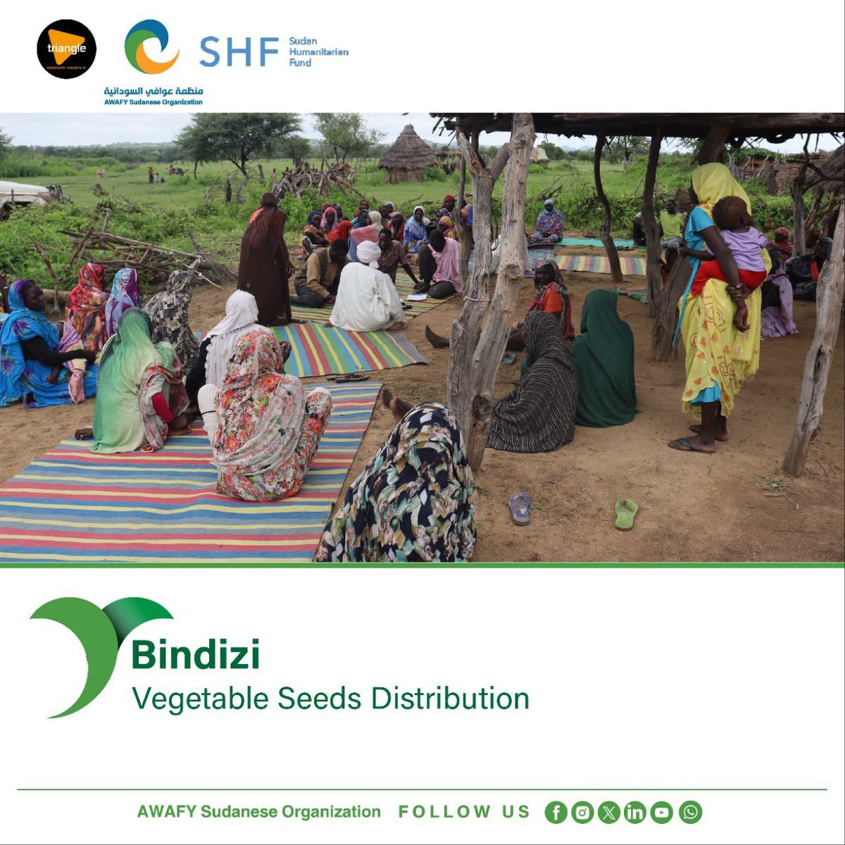 awafy_org's tweet photo. Please Scroll Down for English 

وصل مشروع توزيع المساعدات الانسانية غير المشروطة الى منطقة قيومنا في محلية بندسي بولاية وسط دارفور، حيث تم توزيع بذور الخضروات والادوات الزراعية الضرورية لكل من المزارعين والمزارعات في المنطقة خلال موسم الخريف.  

Distribution of unconditional food assistance project reached Gumana village in Bindizi, Central Darfur State, where the vegetables seeds were distributed with agricultural equipment to the village farmers during the rainy season. 
@CLOVEKVTISNI @Refugees @UNHCRinSudan @UNOCHA @UN_Sudan @tobyharward @triangle_gh @UNOCHA_Sudan @norskfolkehjelp

#AWAFY 
#TGH 
#SHF