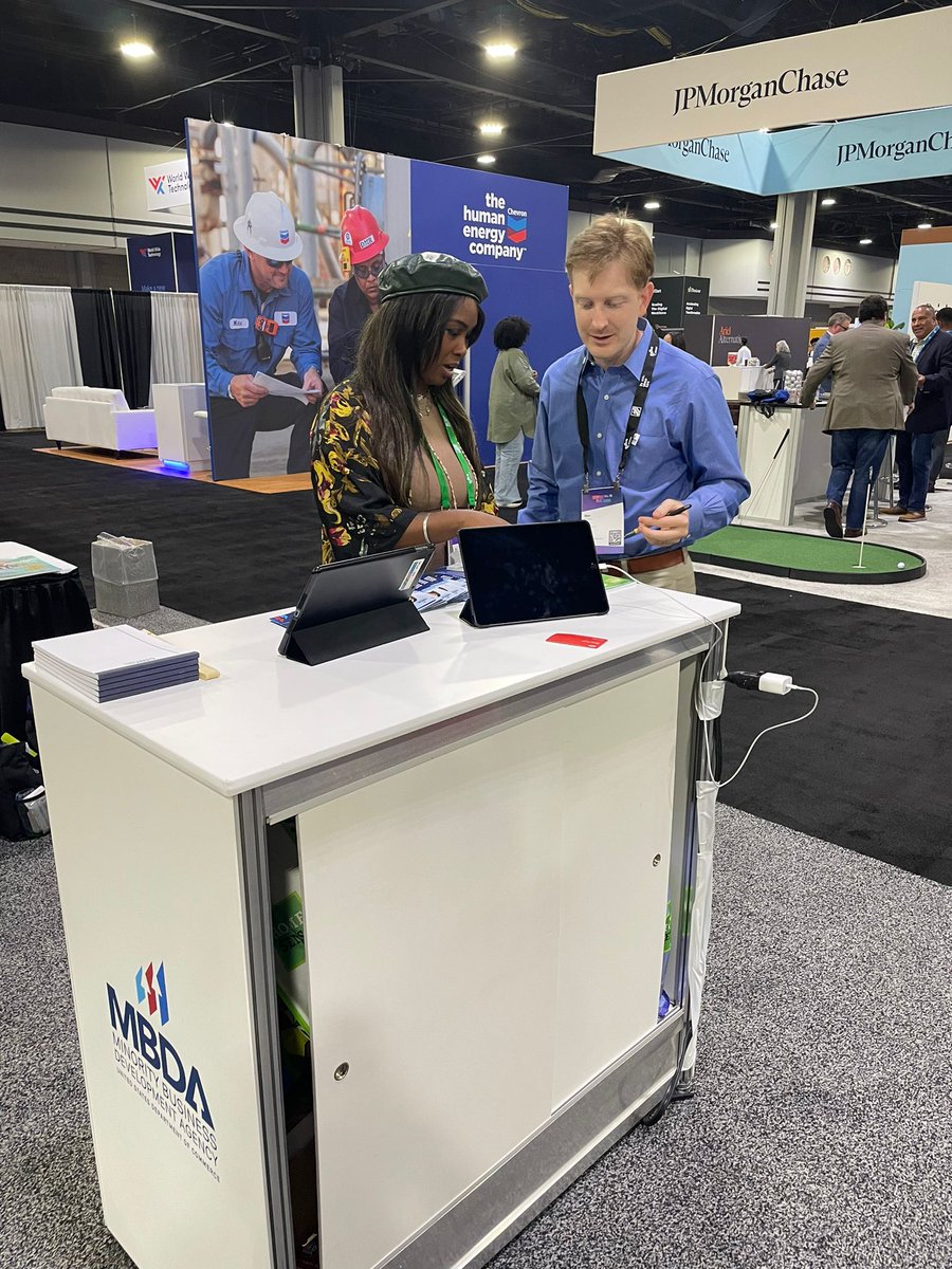 USMBDA's tweet photo. Hey #MEDWeek2024! Come visit us in the exhibit hall at booth #1219. Chat with MBDA staff, fellow entrepreneurs, and learn about our programs and resources that help MBEs grow and thrive. https://t.co/IrkYPJU4Nc