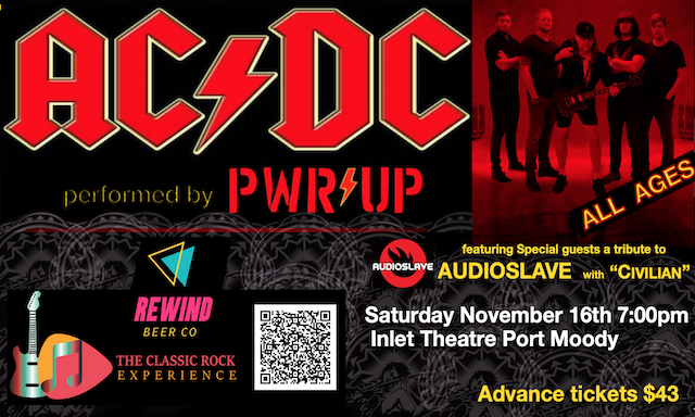 PoMoCulture's tweet photo. The AC/DC Experience at the @InletTheatre 
Organized by The Classic Rock Experience
Experience the Best of AC/DC &amp; Audioslave as we bring their iconic music to the stage! 

Doors 7pm

To purchase tickets, https://t.co/E9an62P0Of. https://t.co/yeFmpaQZkj