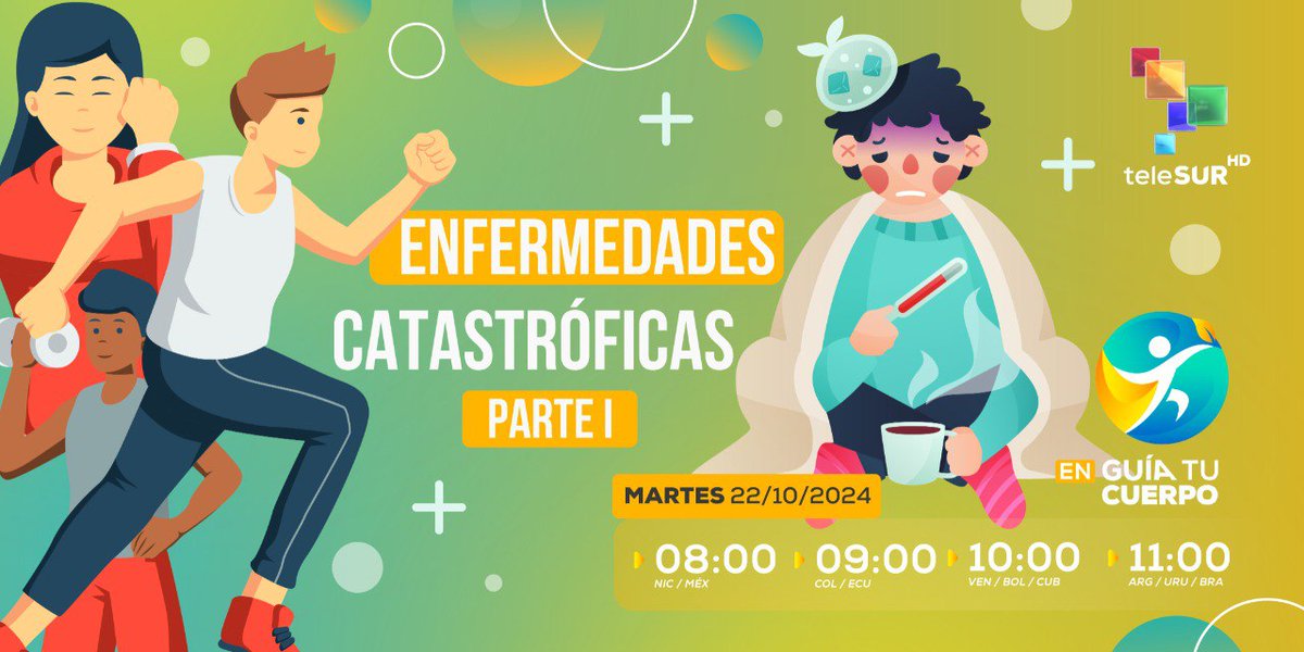 PromosTelesur's tweet photo. Este #martes en @guiatucuerpotls con @JFlorestlSUR presentamos la #primeraparte de un #programaespecial que analiza el impacto de las #enfermedadescatastróficas en el #mundo👨⚕️👩⚕️ https://t.co/3HP10HE7Vd