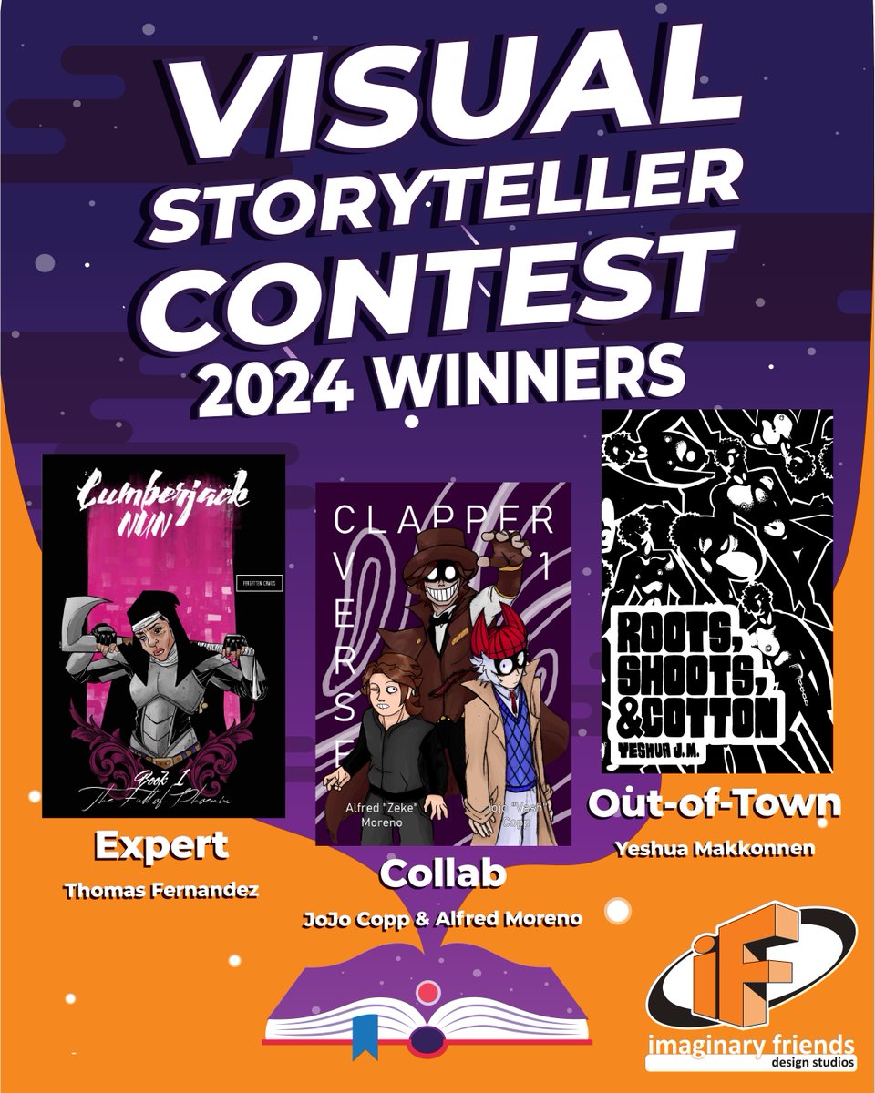iFdesignstudios's tweet image. 🎉 Congratulations to the winners of the 2024 Visual Storyteller Contest! 🎉
Stay tuned for updates on when these become available for purchase, and thank you to everyone who participated! 📚✨
#VisualStorytellerContest #GraphicNovel #ImaginaryFriends #CreativeJourney #Winners