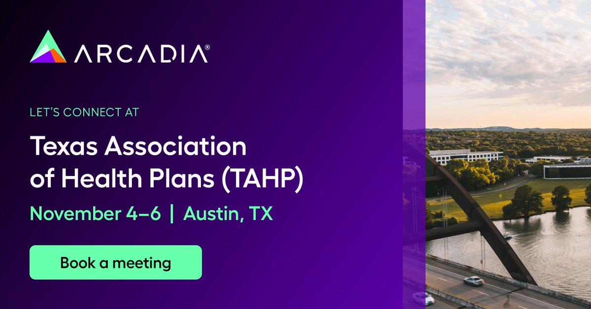 🤠 Arcadia will be at Texas Covered – @Txhealthplans  Conference from Nov 4th-6th. Let’s meet up to talk the most pressing issues in healthcare today. Schedule some time to meet up with us: arcadia.io/talk-to-sales 

#TAHP #healthplans #healthcare