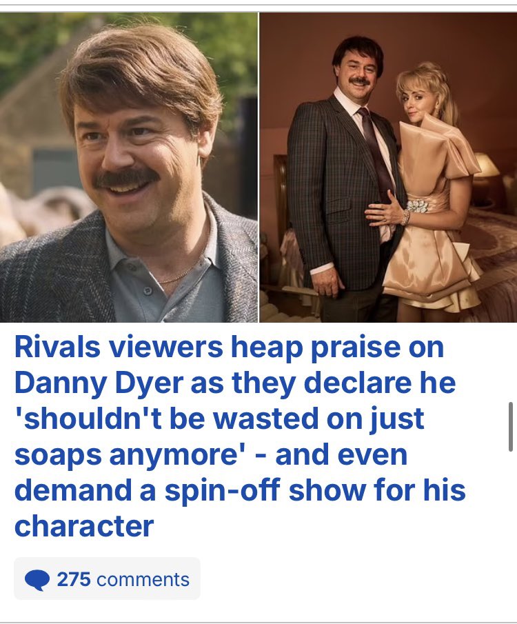 #Rivals is fucking brilliant, and is MADE by people who worked on soaps, so this perspective is bollocks. Continuing drama  is the creative engine room of British TV. Don’t be snobby.