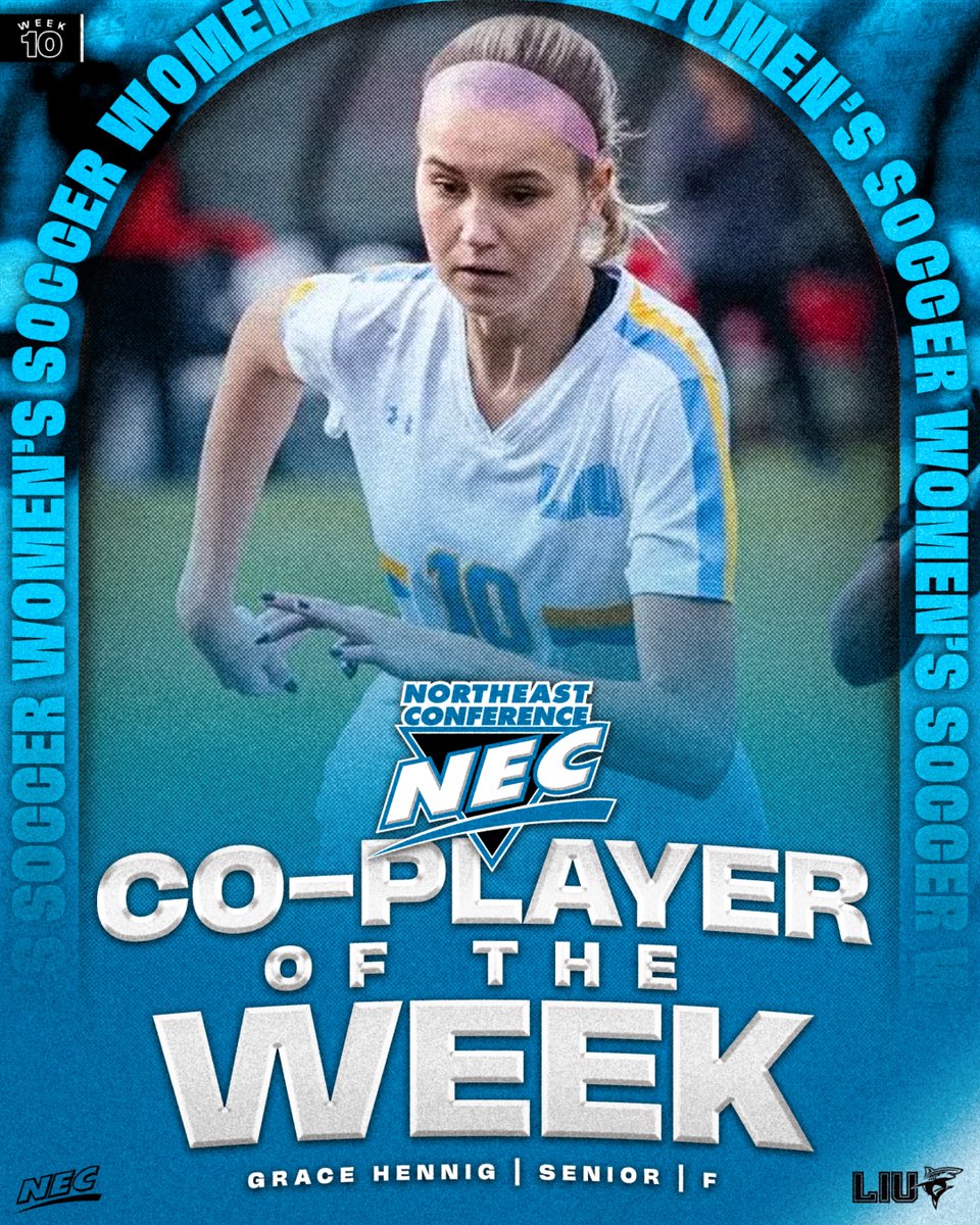 ⚽️🏅 The #NECWSOC Co-Player of the Week is 𝗚𝗿𝗮𝗰𝗲 𝗛𝗲𝗻𝗻𝗶𝗴 from <a href="/LIUAthletics/">LIU Athletics</a>‼️

» 3⃣ goals and 2⃣ assists in 2⃣ games 🫡
» Tied for the league lead with 6⃣ 🥅

#NECelite 📜x #NECPOW