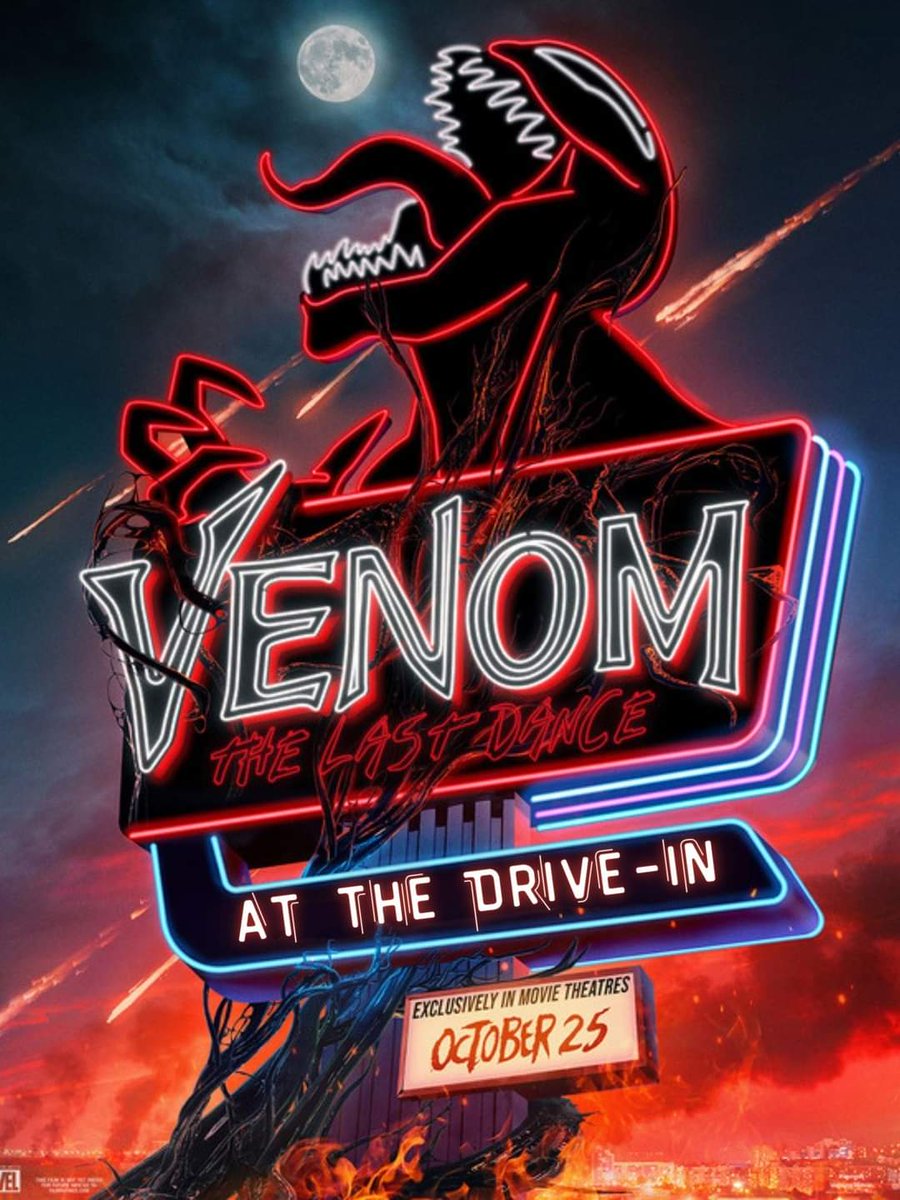 Venom at the drive-in... Howl yeah!
Playing Friday, Saturday and Sunday (10 - 25/26/27)
Screen 1: Venom The Last Dance w/ Deadpool and Wolverine.
Screen 2: Smile 2 w/ Terrifier 3.

Tickets available online @ stardustdrivein.com