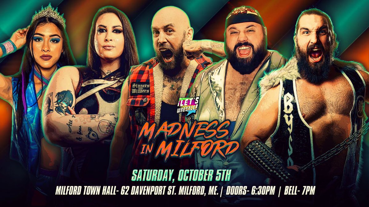 indiewrestling's tweet photo. JUST ADDED

@LetsWrestle207 presents
Madness In Milford

Featuring

@HeIsAGGRO v Dunky Boy Bandit
@RipFNByson v @JMaverick812
@DelmiExo v @realSammiChaos
Stormy Savage v @PerryVonVicious
+ @OldSchoolEJ @DotDNix @thejessienolan &amp; more!

Watch it now
https://t.co/GL5qWHrERq https://t.co/7uLsAyW22R