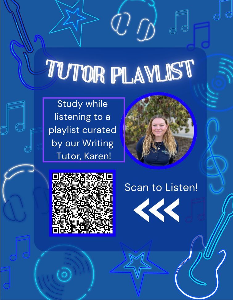 Clovis_TC's tweet image. Tutor Playlist! Scan the QR Code to check out &quot;Karen&apos;s playlist&quot;
#cloviscommunity #tutorialcenter #tutor #Humanities #Writing @cloviscrush @cloviscollege #playlists #music