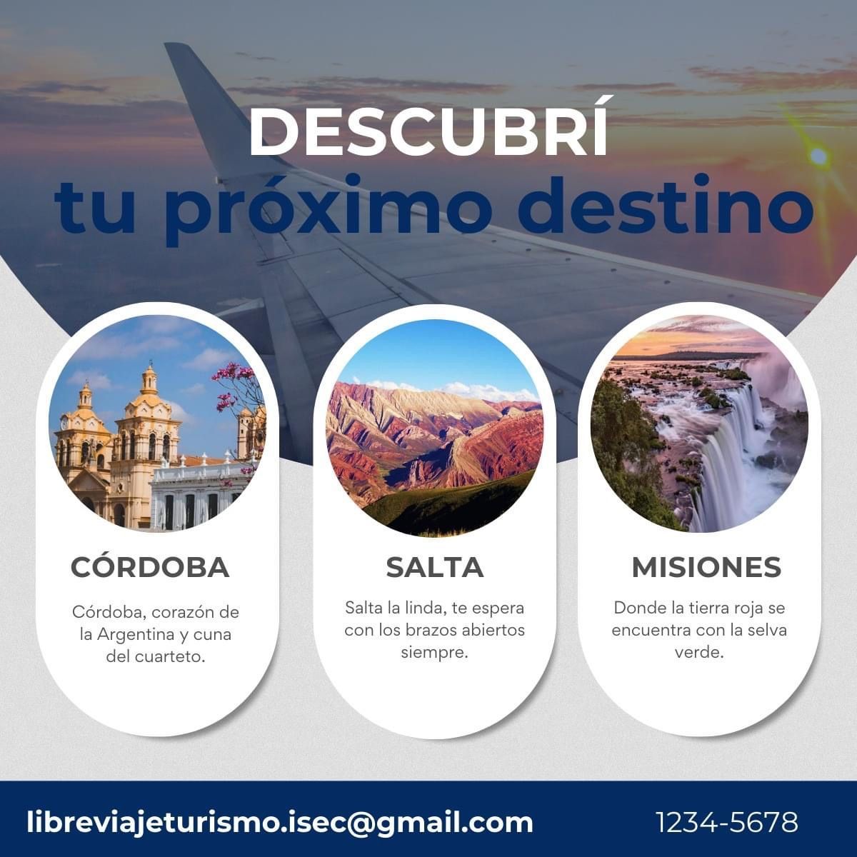 libreviajeok's tweet photo. ¿Ya estás pensando tu próxima escapada? 🥰✨Descubrí nuestros packs para Córdoba, Salta o Misiones ideales para desconectar en un fin de semana.🧘🏻♀️😎
#EscapadaExpress #ViajaPorArgentina #Desconectá https://t.co/nJBdBWPNQV