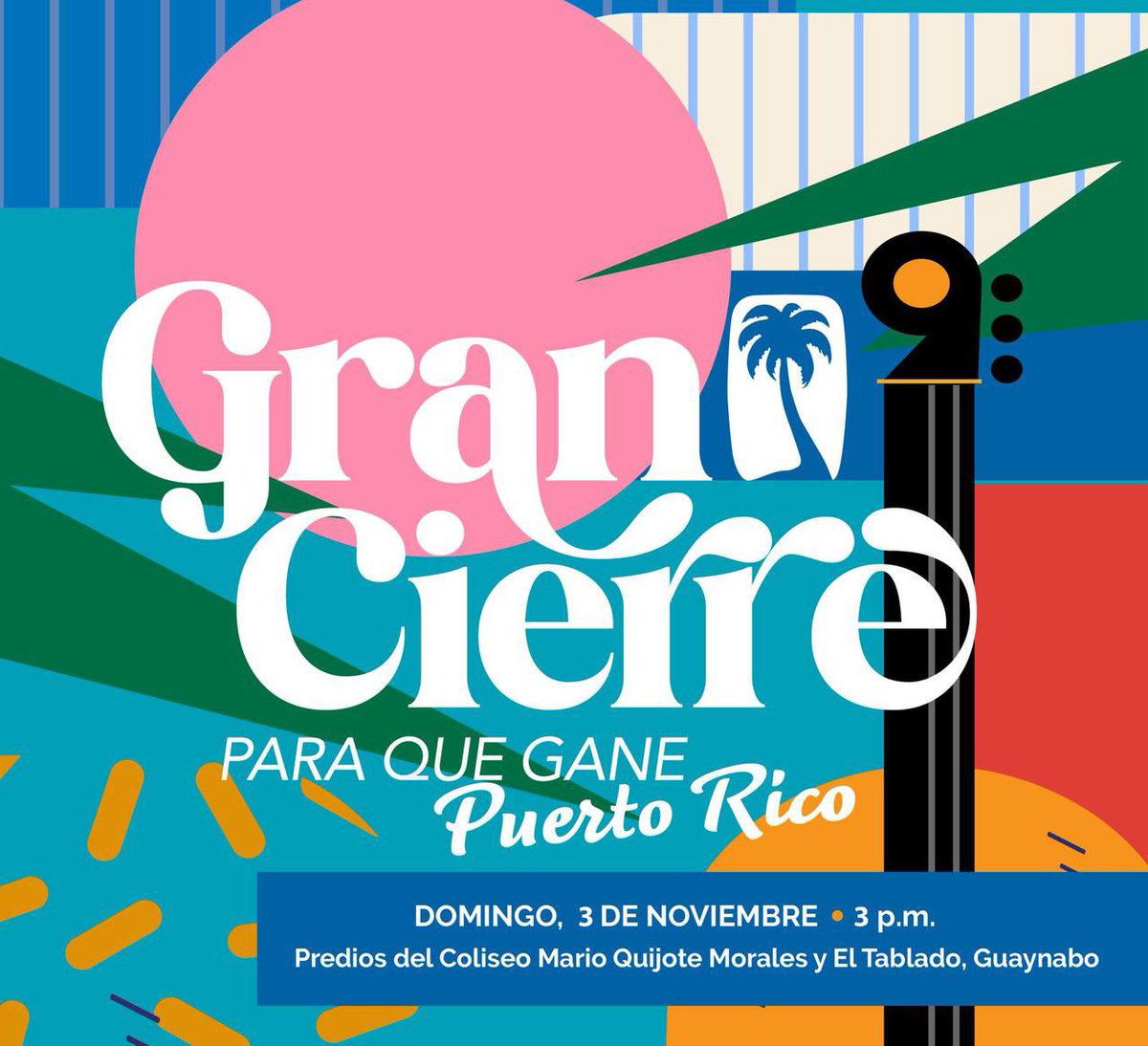 JGO_2024's tweet photo. ¡Únete a nosotros y acompáñanos a celebrar del Gran Cierre #ParaQueGanePuertoRico este próximo domingo, 3 de noviembre, a las 3:00pm en Guaynabo!
¡Te esperamos! #VotaIntegro #PorPuertoRico #GranCierre2024 #PNP https://t.co/8gGKW4nbwh