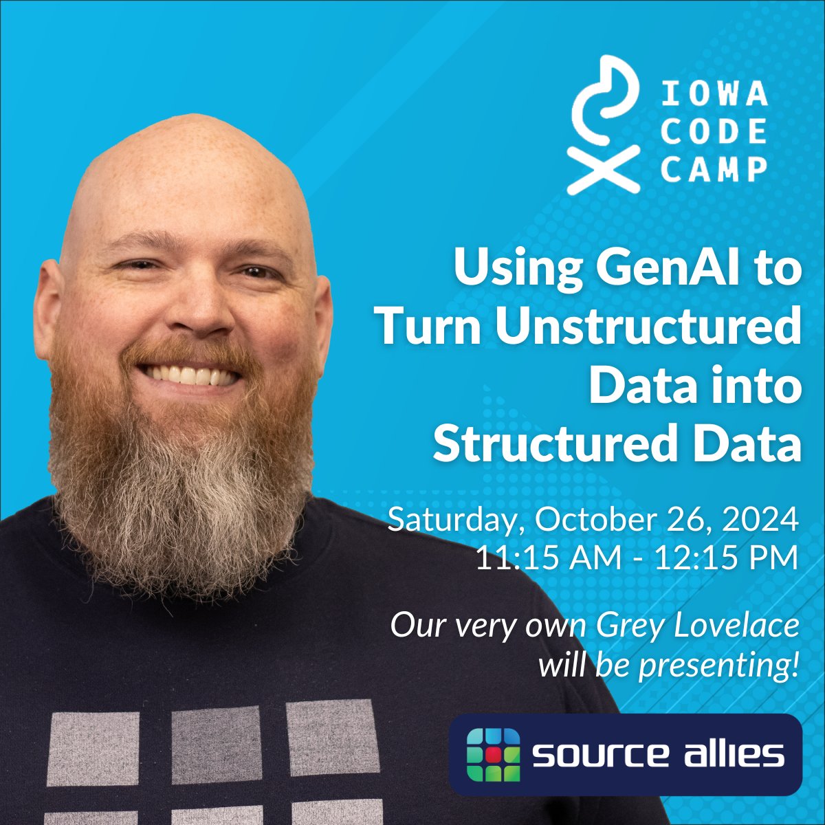 SourceAllies's tweet photo. We are excited to have THREE teammates sharing their expertise at Iowa Code Camp this weekend!  This is a free in-person event for software developers interested in industry-specific topics.  Registration details &amp; event info here: https://t.co/rYy9EJnHtA https://t.co/pORrq1Nn5v