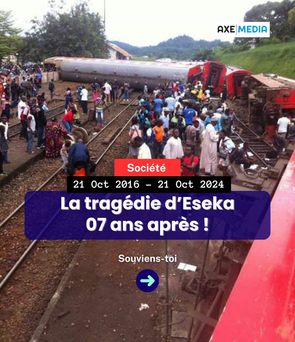 axemedia2023's tweet photo. 📅 21 Octobre 2021 - 21 Octobre 2024.
Il y a 7 ans, le Cameroun était marqué par l'une des plus terribles tragédies de son histoire.
#Eseka #Souvenir #Cameroun #Hommage #Solidarité #AxeMedia https://t.co/0b9bzNJTay