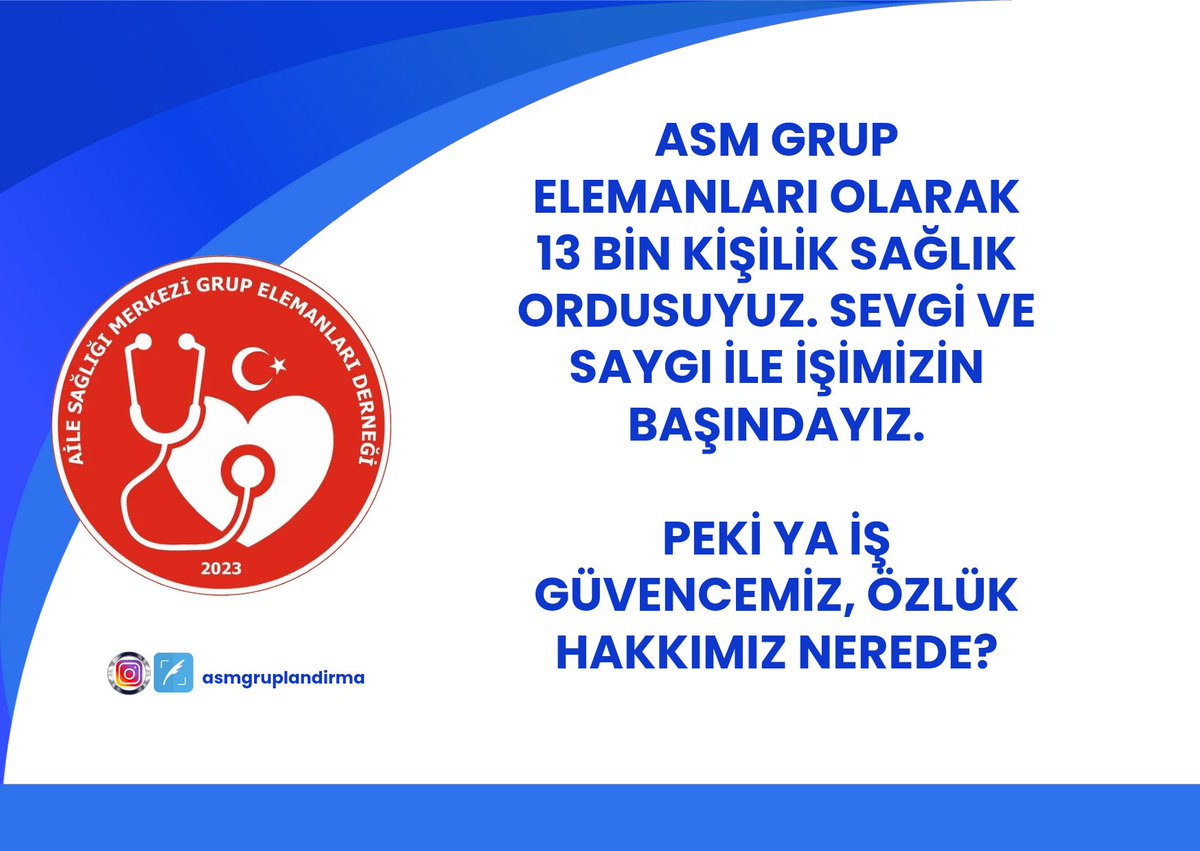 <a href="/asmgruplandirma/">Aile Sağlığı Merkezi Grup Elemanları Derneği</a> Türkiye yüz yılında grup elemanlarına kadrolu çalışmak siz devlet büyüklerimize kadro müjdesi vermek yakışır
#elemandeğilsağlıkçı