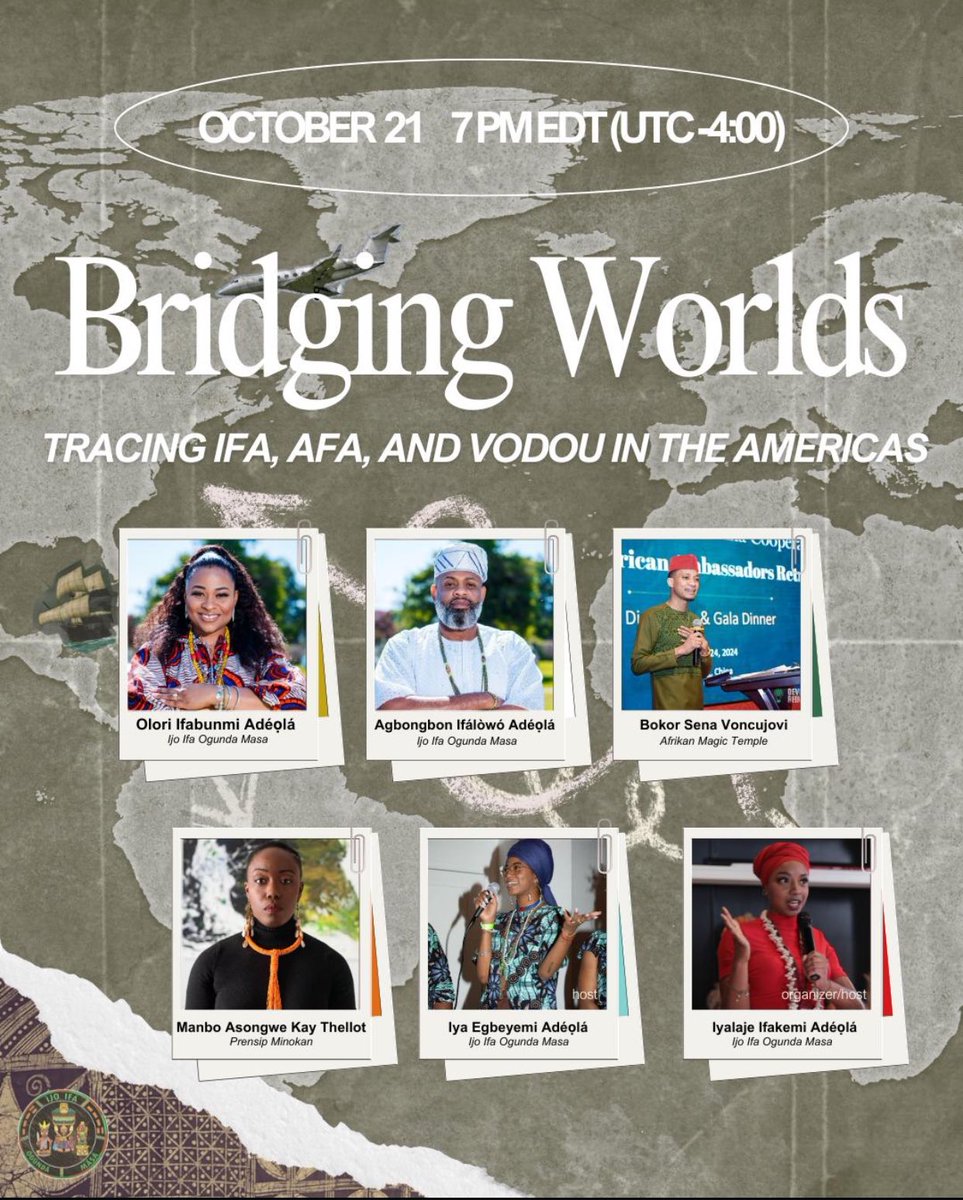 divinelyattuned's tweet photo. For my ATR-curious mutuals-
(Virtually) Pull up tonight!

The purpose of this event is to illuminate i and celebrate the rich tapestry of African traditional religions practiced in the Western Hemisphere and their journey here.

🔗 Register here: https://t.co/Ht9M8k3oFJ https://t.co/CMNe4OVmm9