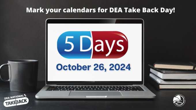 DEANEWYORKDiv's tweet photo. #TakeBackDay is just 5 days away! Join #DEANewYork this Saturday, October 26th from 10am-2pm, and help safely dispose of any #expired, #unused, & #unneeded #prescriptions and #medications. #DEA #TakeBack #DEADiversion #DEATakeBack
Learn more by visiting: https://t.co/xlYQolLWhv https://t.co/u0LdFeXlJT