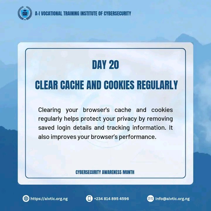 rootgaladima's tweet photo. Day 20
Clean up for better security and performance
#ClearYourCache #PrivacyProtection #BrowserSafety #CyberHygiene #stayclean #CybersecurityAwarenessMonth https://t.co/Ol2b28szB0