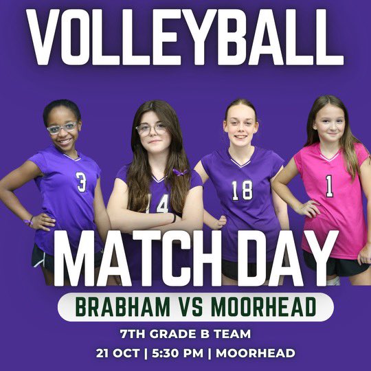 LAST GAME DAY VS. MOORHEAD!!! 💜🏐
#BeatThePanthers!!!
<a href="/WillisSchools/">Willis ISD</a> <a href="/WISDBrabham/">Brabham Middle School</a>