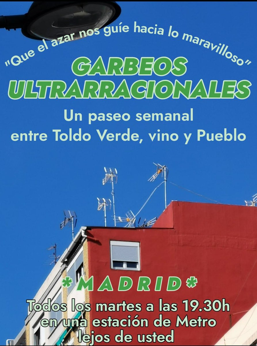 Mañana es Martes de Garbeo! Nos vemos a las 19.30h en el metro Parque de las Avenidas (línea 7) 😊👍