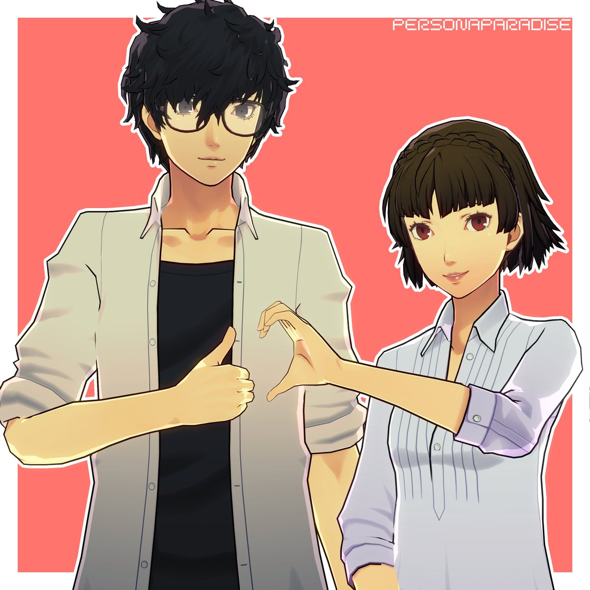 Let's do heart hands!! Oh dear... | Cxmm for <a href="/NecroShix/">NecroShix</a>

#Persona5 #P5