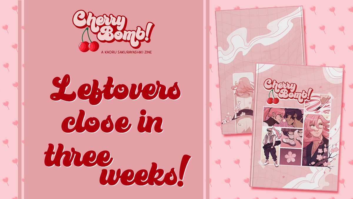 🩷 3 WEEKS 🩷

We know it's easy to forget leftovers, but don't worry; we'll stick around to remind you! There are only 3 weeks left until our shop closes for good, so grab what you'd like soon! 🍒🌸
sk8cherryzine.bigcartel.com