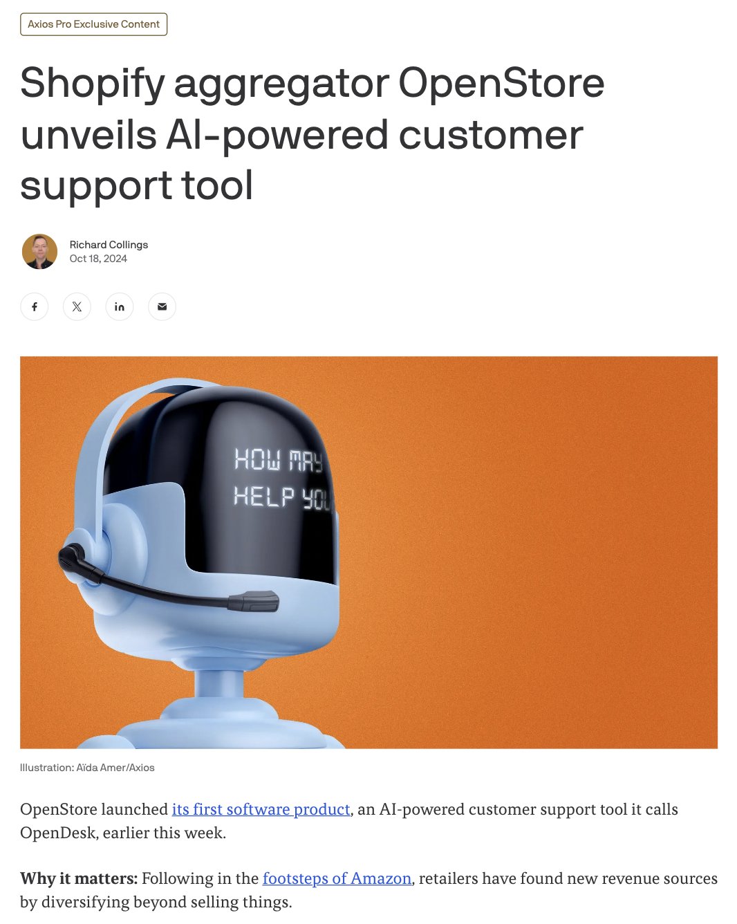 OpenStore on X: &ldquo;OpenStore&rsquo;s CEO @rabois spoke with @axios 