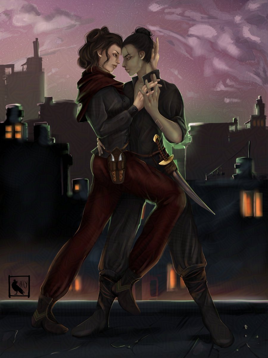 Happy asexual awareness week! Any authors with ace characters? Tell me about them!!

My favourite ace couple from my trilogy below, drawn by the wonderful @/mymiriamyvette