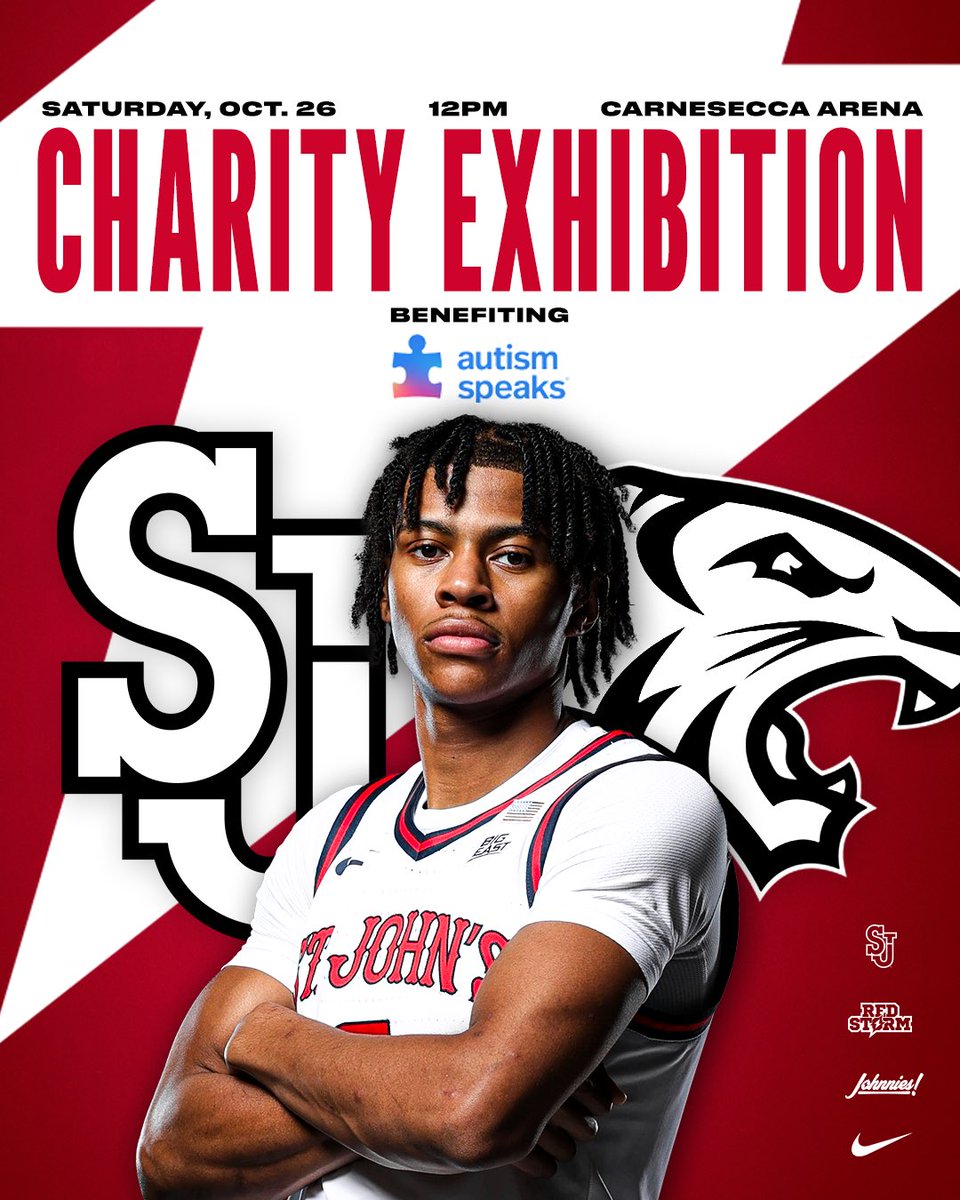 The preseason continues in Queens this Saturday with a charity exhibition game against <a href="/Towson_MBB/">Towson Men's Basketball</a> supporting <a href="/autismspeaks/">autism speaks</a>. Get your tickets today! 

🗓️ October 26 
⏰ 12 p.m. 
🏟️ Carnesecca Arena
🎟️ bit.ly/483m98k

#RedStorm