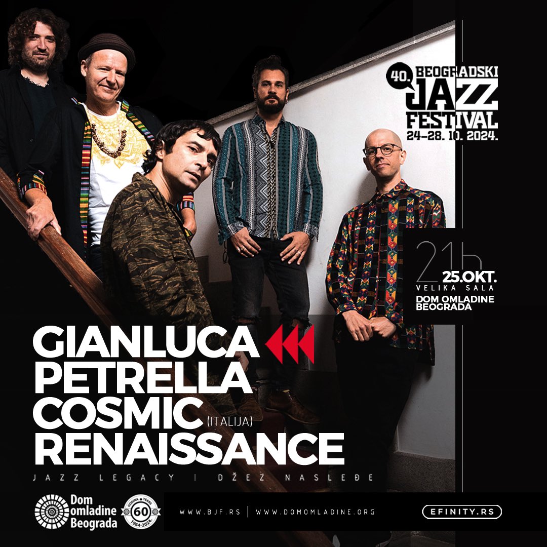 Gianluca Petrella con l’ensemble “Cosmic Renaissance” al 40° Belgrade Jazz Festival 🎶 Đanluka Petrela sa ansamblom „Cosmic Renaissance“ na 40. Beogradskom džez festivalu <a href="/BGJazzFest/">Belgrade Jazz Festival</a> 

🗓️ 25|10|2024  ⏰ 21.00
📍 <a href="/DomOmladineBG/">Dom omladine Beograda</a> 

👉 iicbelgrado.esteri.it/it/gli_eventi/…