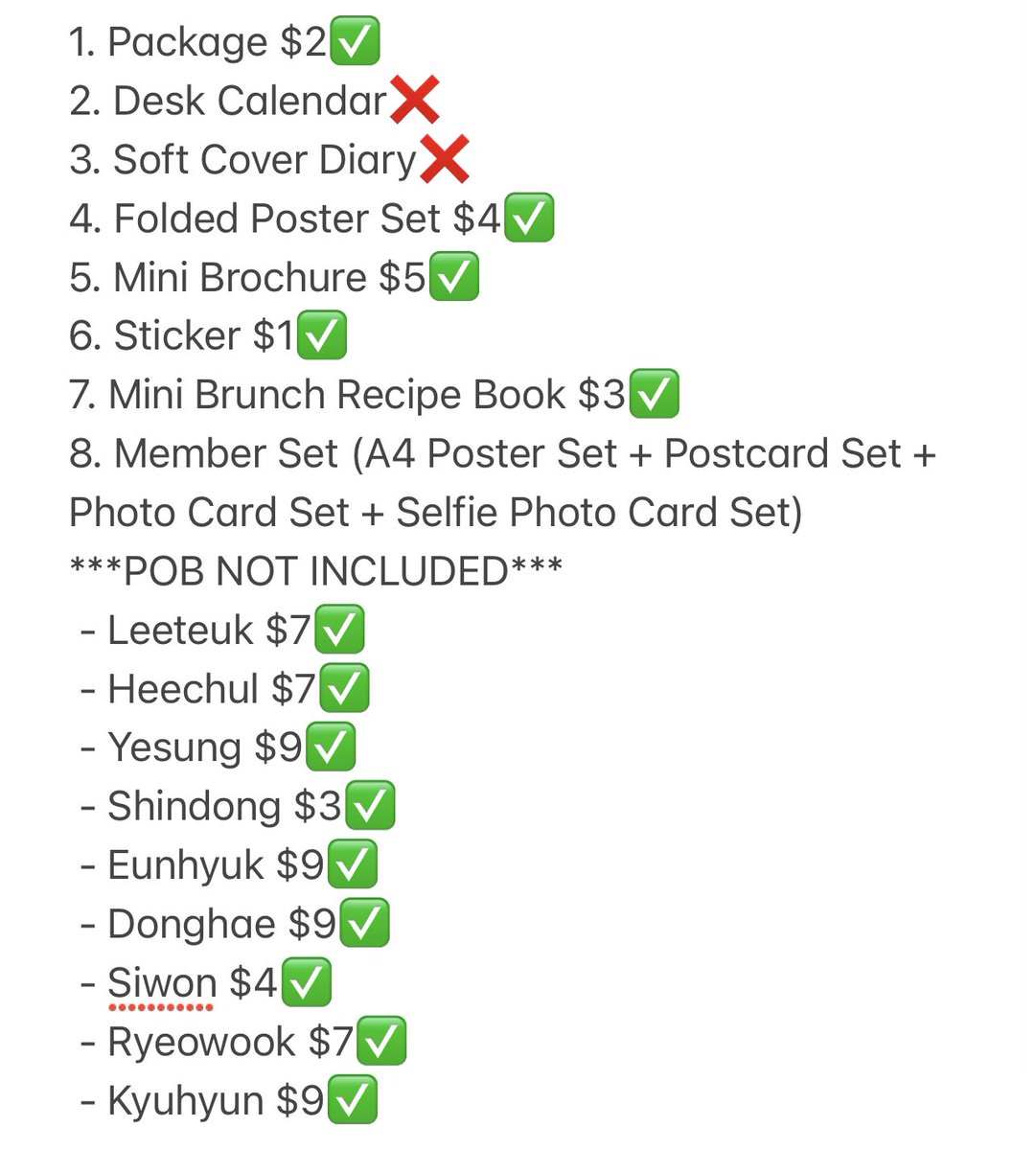 MY🇲🇾SG🇸🇬
Super Junior Season’s Greetings 2025

1️⃣POB Sharing
2️⃣Loose Items
3️⃣Sealed SG without POB RM150/$45

#sujumarket #sujumarketmy #pasarsuju #pasarsujumy <a href="/myelf_selltrade/">🇲🇾MYELF SELL&TRADE🇲🇾</a>