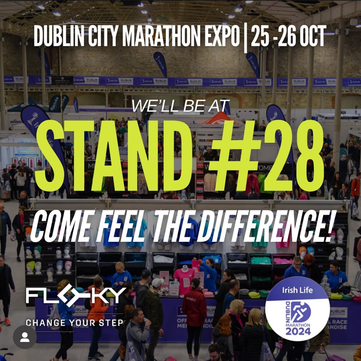 Floky Ireland will be at the Dublin City Marathon Expo this Friday &amp; Saturday, October 25th &amp; 26th!
Come meet us at stand 28 and feel the difference for yourself.
#ChangeYourStep #FlokyIreland
#IrishLifeDublinMarathon #DublinMarathon #RunDublin #IrishRunners
#RunningCommunity
