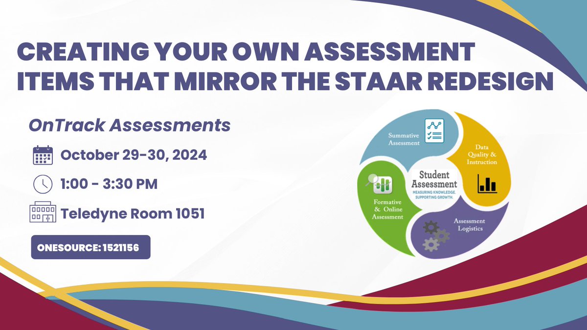 Join us next week for our our session to learn how to create technology enhanced items in OnTrack that mirror the ones on the STAAR Redesign. These sessions are in person to provide you with hands on support.