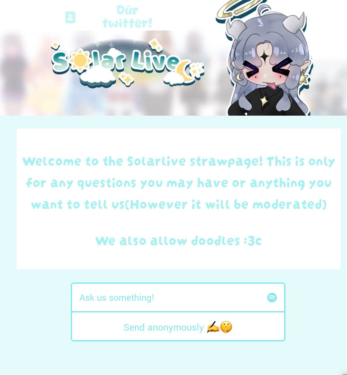 Solarlive_VT's tweet photo. Hey Solarlites! We have released a strawpage ! ✨
Its for any general questions for us or the talents, and any doodles you want to share, we’ll be sure to post stuff from it here and there! (Link in comments!)
#vtuber #vtubergroup #solarlive https://t.co/BW2mc34PYg