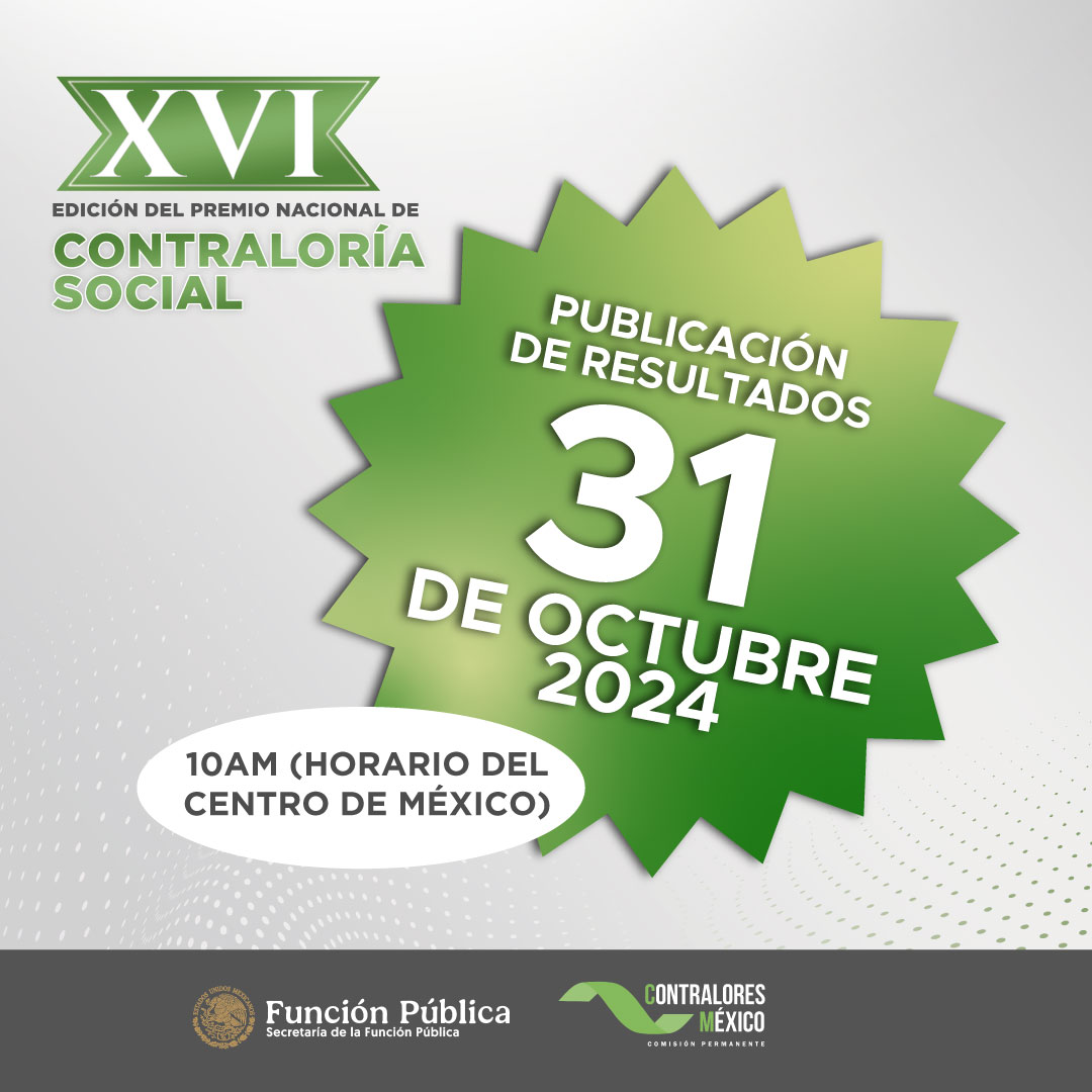 ContraloriasMX's tweet image. ⏰ ¡El momento está cerca! El 31 de octubre de 2024 a las 10:00 AM horario del centro de México se revelarán los ganadores del Premio Nacional de #ContraloríaSocial #ContraloresMx 2024. No te pierdas  las mejores propuestas de participación ciudadana.