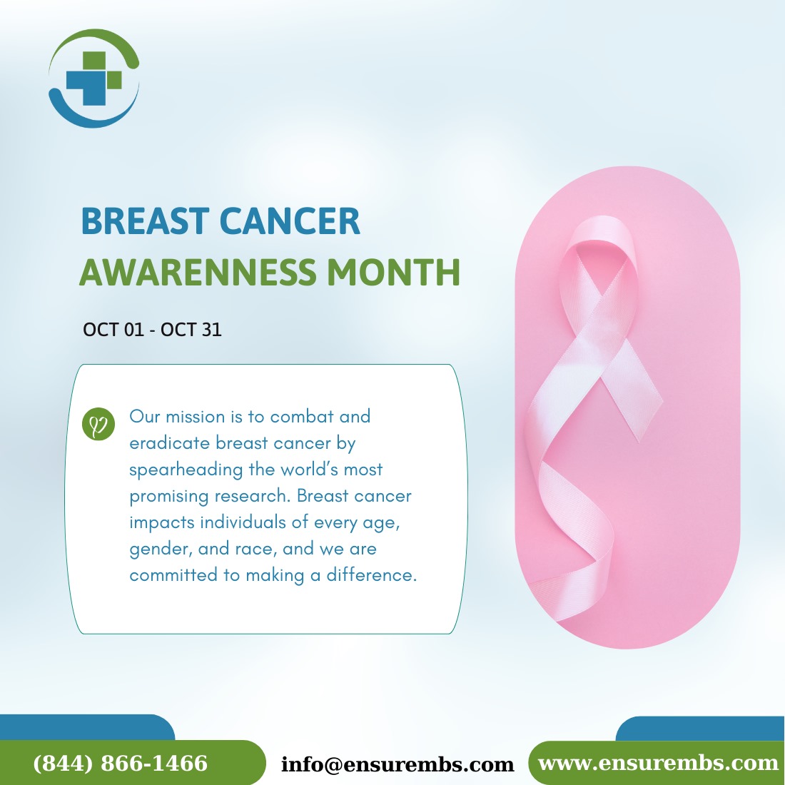 ensurembs's tweet photo. Early detection saves lives! we work to support healthcare providers in delivering essential breast cancer screenings and treatments. Let’s continue to advocate for timely and affordable care for all.
#medicalbilling #healthcare #revenuecyclemanagement #breastcancersupport https://t.co/gu9G1wKJGP