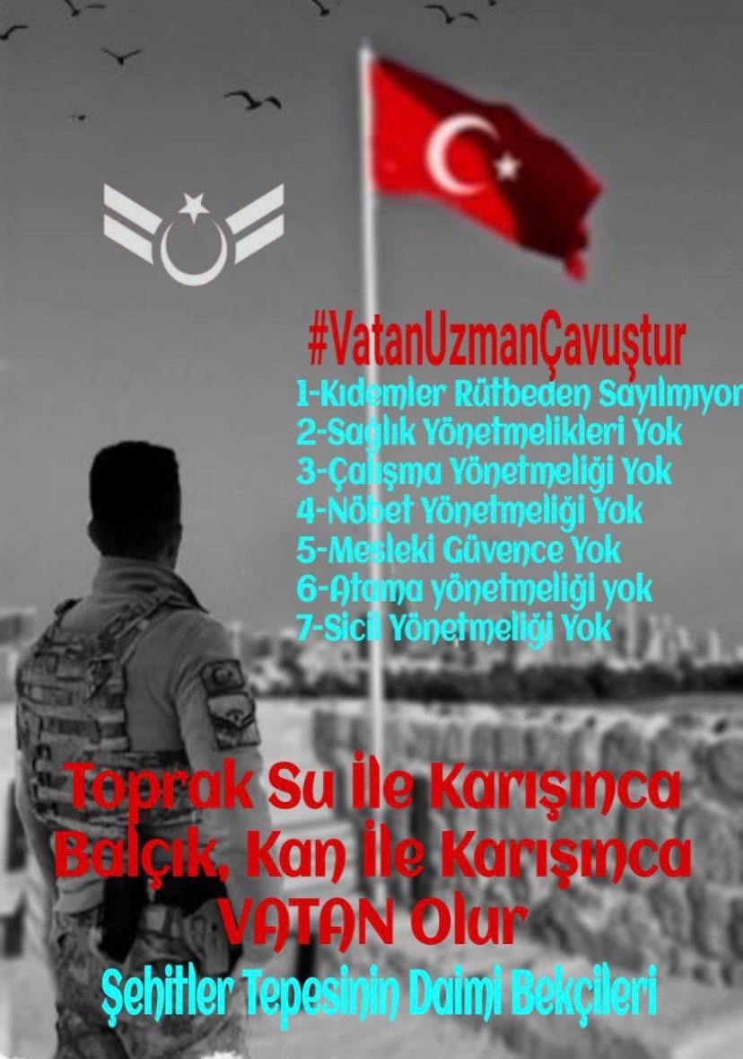 Kahramanca görev yapan 200 bin #UzmanÇavuş 100 bin Emeklisi Gazisi Malülü,Aileleriyle birlikte 1,5 milyonluk bir camia vereceğiniz müjdeyi bekliyor
Kahramanlar bedelini ödedi
Gereğinin yapılmasını bekliyor.

Uzman Çavuşlar
AFRİNE Girdiler
EL BABa Girdiler
TERÖRÜN İnine Girdiler