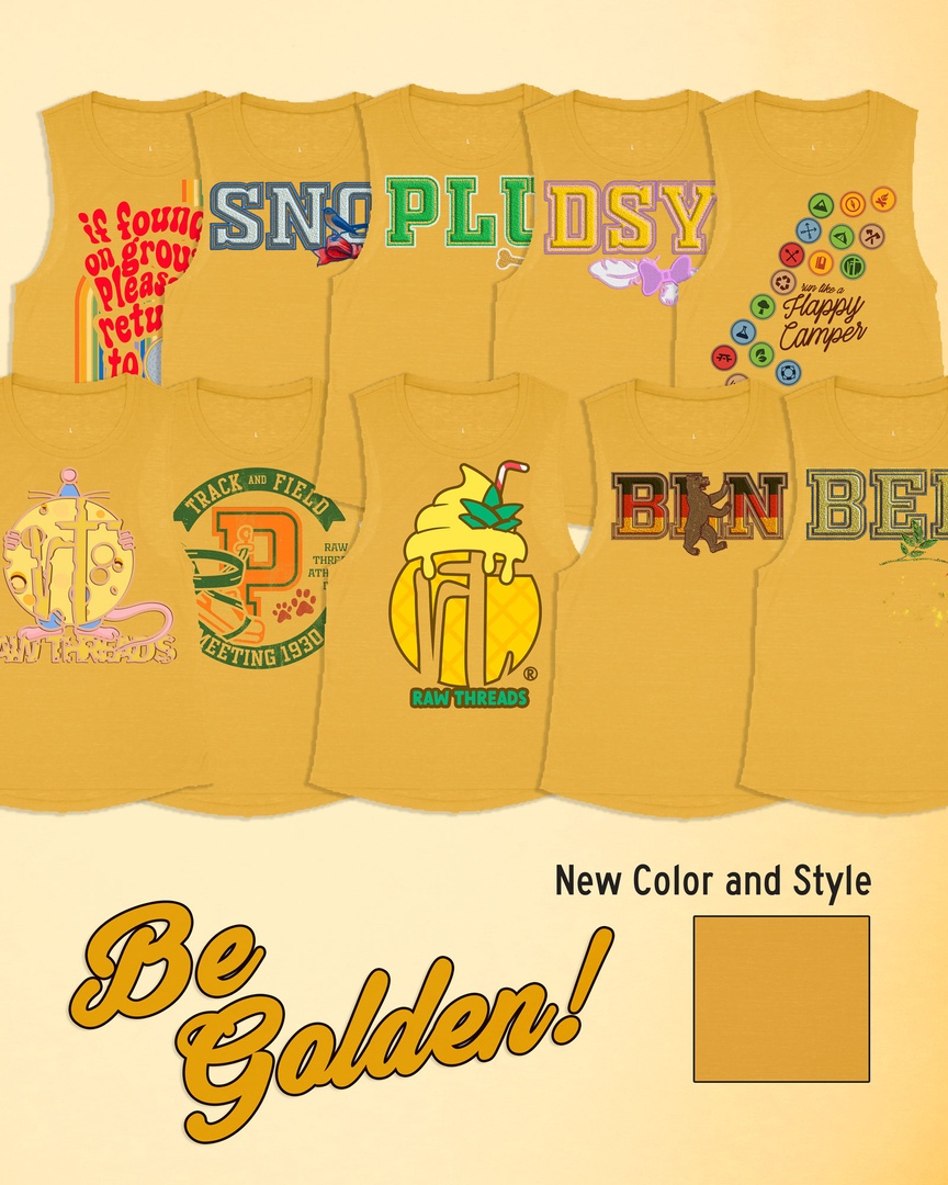 raw_threads's tweet image. Be golden! 💛 🤩 We're so excited to now offer a Golden Flowy Tank available in sizes XS-2XL. Some designs just have to be on yellow.