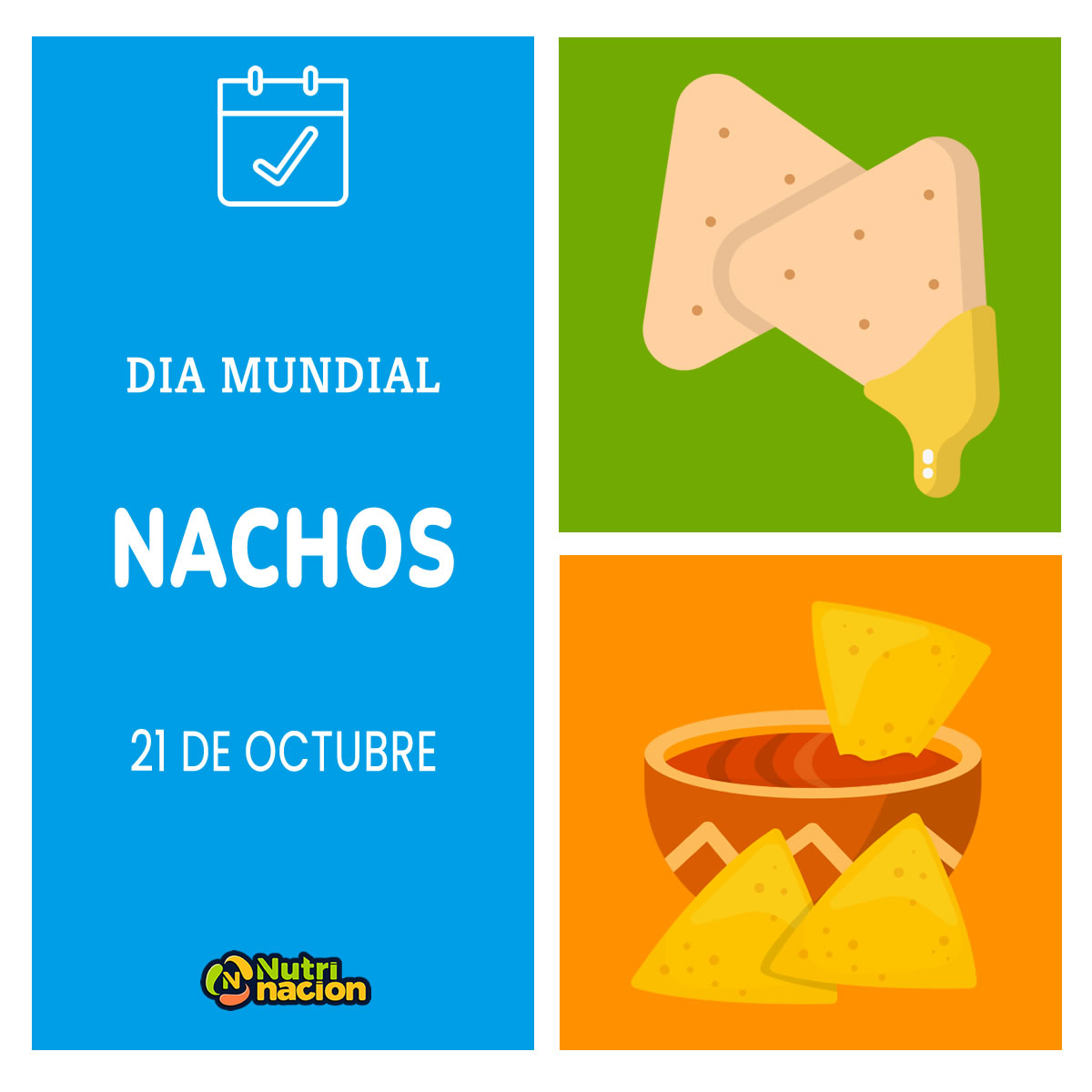 nutrinacion_'s tweet image. Celebramos el #díamundial del #nachos este 21 de octubre, aperitivo mexicano a base de #totopos o tortillas de maíz con queso, guacamole, frijoles y salsas, siendo una fuente rica de carbohidratos, fibra y proteínas.

Educación saludable #nutrinacion #sabiasque #comersano
