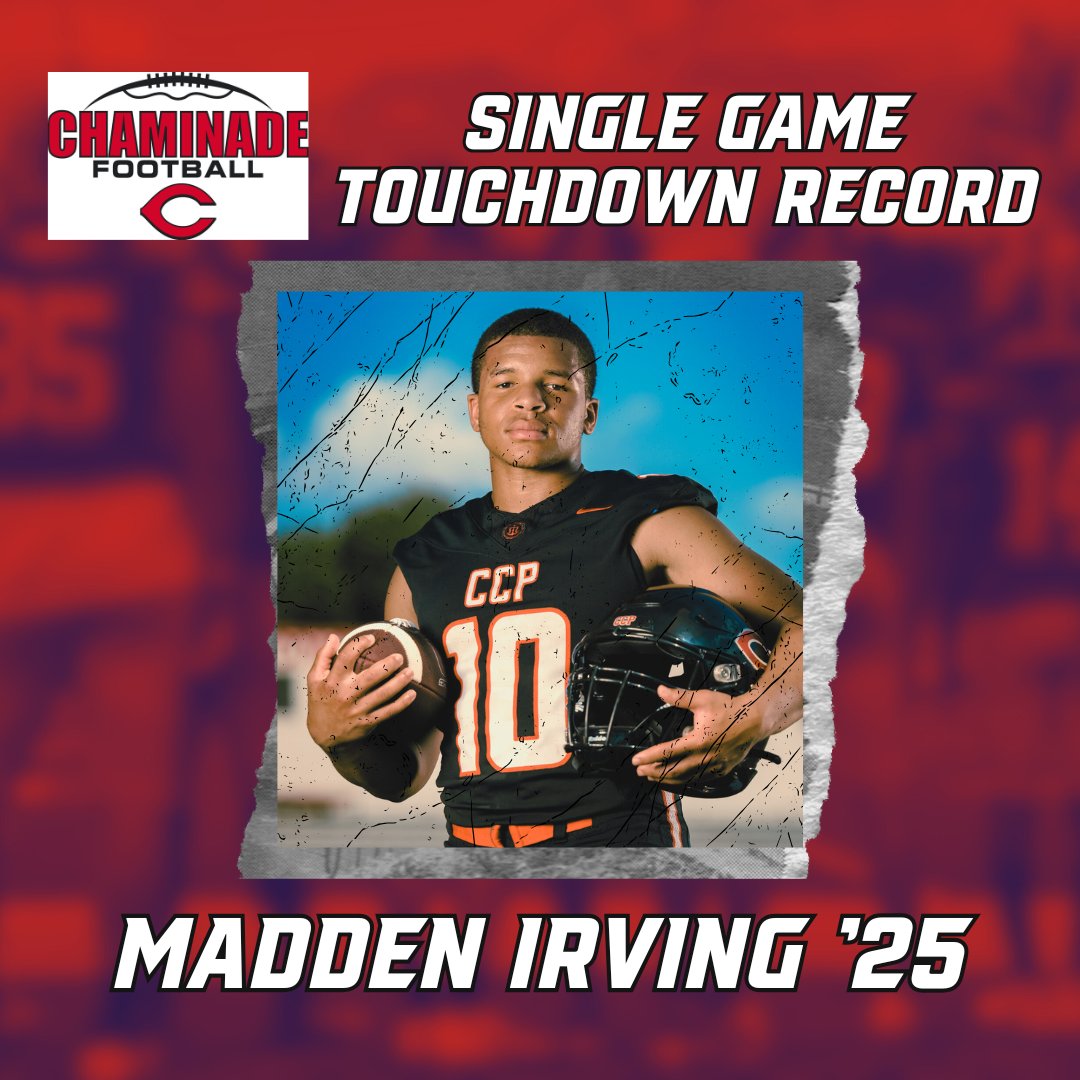 ICYMI: Madden Irving '25 rewrote the Chaminade Football history books on Friday, scoring a Chaminade record SEVEN touchdowns in a single game in a victory over Hillsboro! #EstoVir