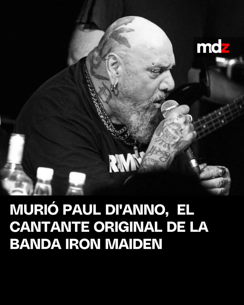 mdzol's tweet image. ⚫ Paul Di'Anno, excantante de Iron Maiden, murió a los 66 años, según confirmó la firma discográfica Conquest Music.

⚫ En el comunicado señalaron que el músico falleció en su casa de Salisbury, Inglaterra.

⚫ Aún no se conocen los motivos de su muerte, pero, en sus últimas…