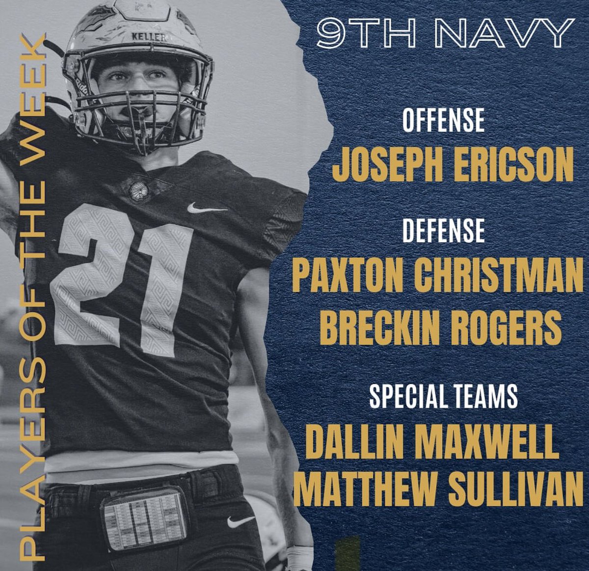 Breckin Rogers (@breckinrogers0) on Twitter photo Defensive player of the week against Euless Trinity 42-0 Defensive player of the week against Euless Trinity 42-0