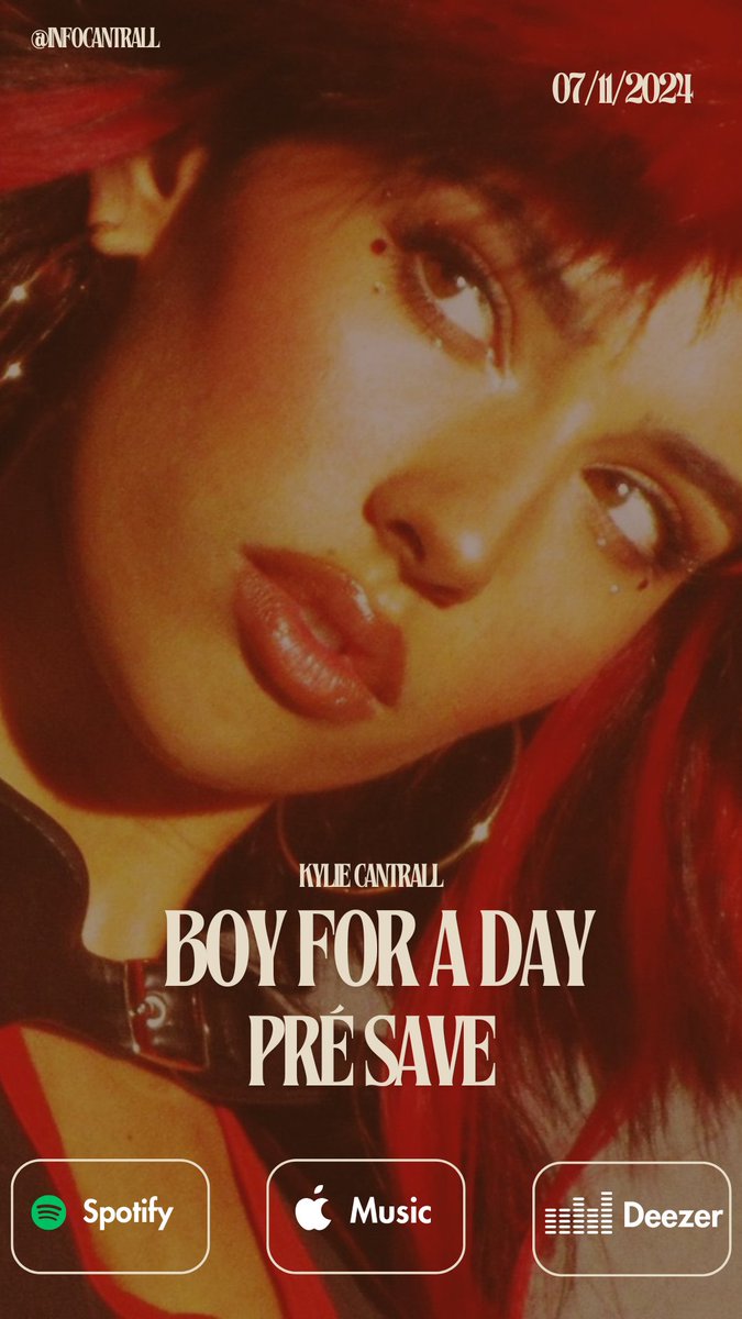infocantrall's tweet photo. ⚡️ A contagem regressiva começou! ⚡️ Já fez o pré-save de *Boy for a Day* da nossa rainha Kylie Cantrall? 🎤🔥 Não dá pra perder esse lançamento. 
 #BoyForADay #PréSave #KylieCantrall #HitDoAno

Link abaixo : 

https://t.co/DYTkdAKzQZ https://t.co/iVQM5PCEs3
