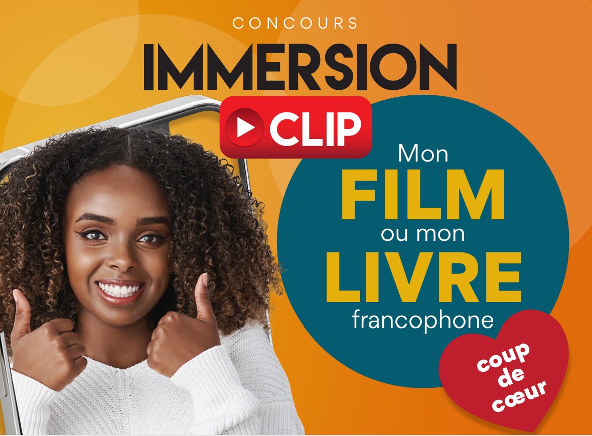 Cette année, le concours #ImmersionClip de l'<a href="/ACPI_/">ACPI</a> invite les participant·es à créer un vidéoclip en français sur le thème «Mon film ou mon livre coup de cœur». Laissez libre cours à votre imagination et démarquez-vous! Date limite: 24 février. #FRimm ow.ly/I1Ob50TQlwT