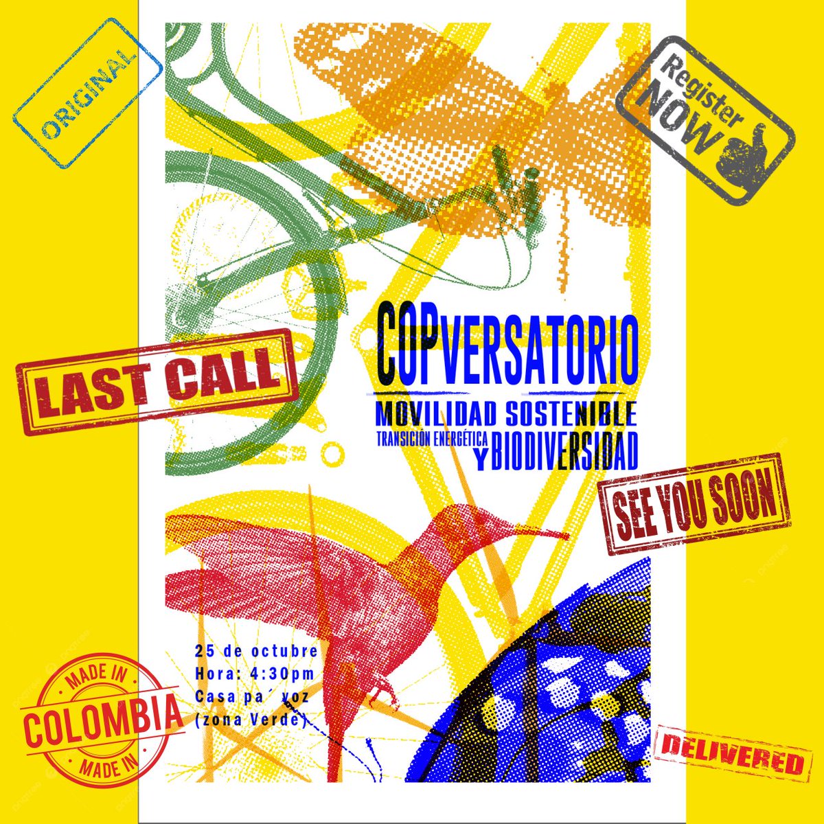 Y4PT's tweet photo. ⚠️¡ÚLTIMO AVISO! No te pierdas el COPversatorio Global sobre 🚦 Movilidad Sostenible y 🌱 Biodiversidad.
🔗 https://t.co/5wImdHb7Fq (últimos cupos)
#COPversatorio #COPversation #mobility4biodiversity #BorondoCOP16 #BiodiversidadEnBici #BiodiversityOnBikes #COP16Colombia #COP16 https://t.co/aAVHhEZdh0