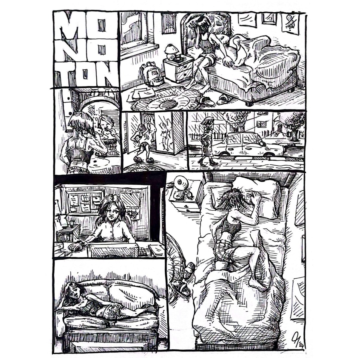 Earth_TV_'s tweet photo. Story Series Pt.6 "Monoton" 1/1
#monoton #monotone #soulless #shortstory #short #story #series #storyseries #storyboard #panel #çizgiroman #drawing #çizim #art #sanat #artist #sanatçı #artwork #artteacher #ink #inkart #black #white #blackandwhite #illustration #comic #ankara https://t.co/eyCUaBPK0l