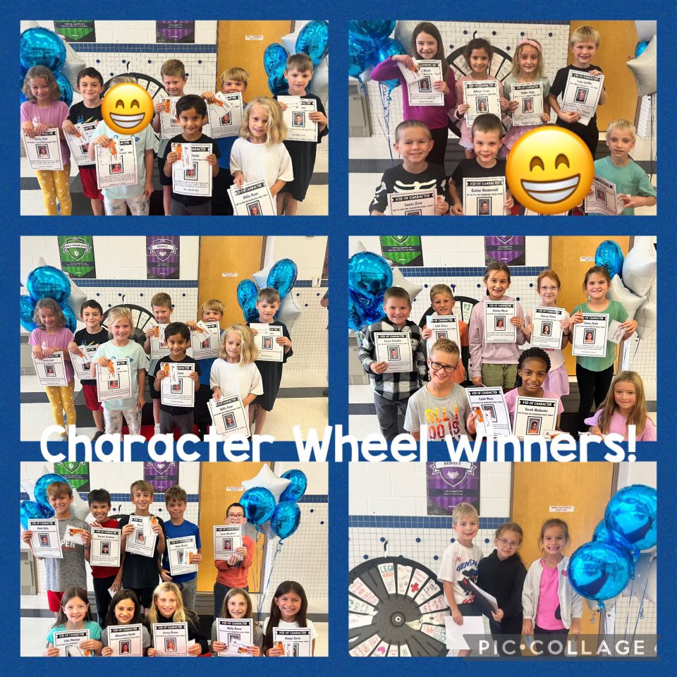 awlsmo's tweet photo. What a great day celebrating our quarter one Kids of Character. They earned a stroll on the red carpet, a spin on the character wheel and lunch with the principal.  These students were selected for always be kind and showing our #GeneralExpectations.  #PBIS https://t.co/45gKMKWpiv