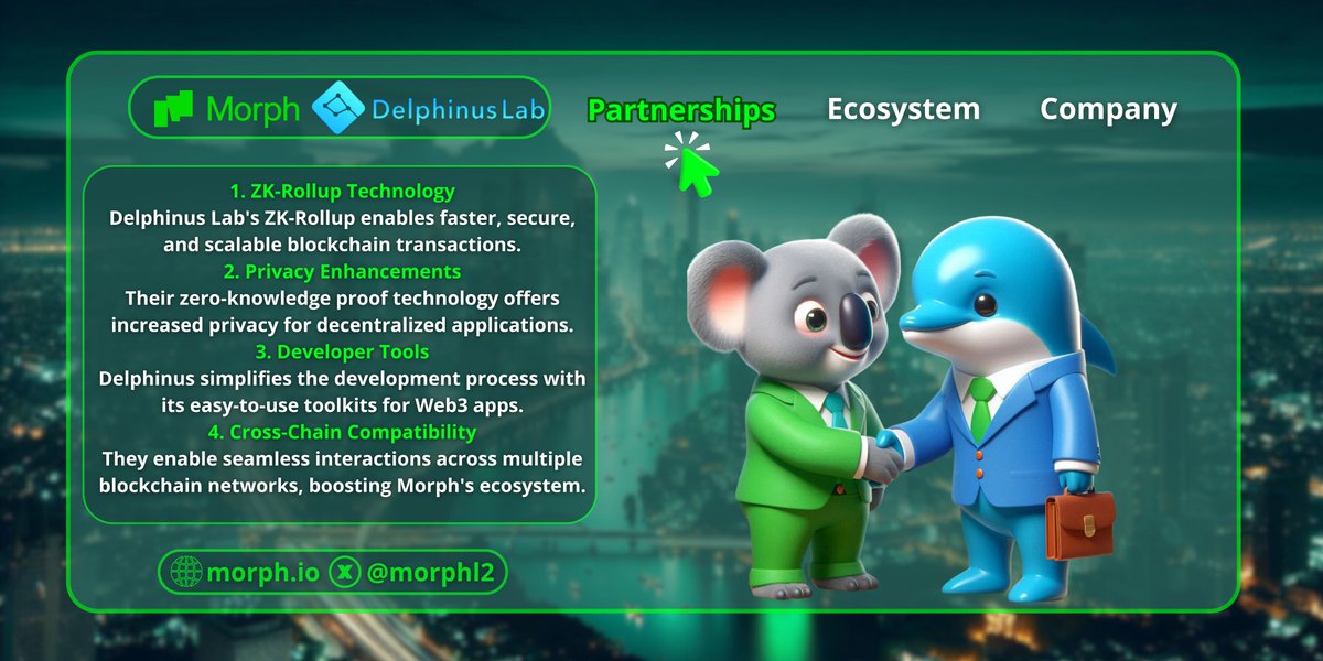 edward_evm's tweet image. 🧩 @MorphL2  with @DelphinusLab Lab!

 We're thrilled to partner with @DelphinusLab to simplify Web3 development. 
Together, we’ll empower developers to build innovative, privacy-focused dApps on Morph. 🐨

🚀 Stay tuned for exciting updates! #Web3 #Morphl2 #Partnerships  🛠️👾