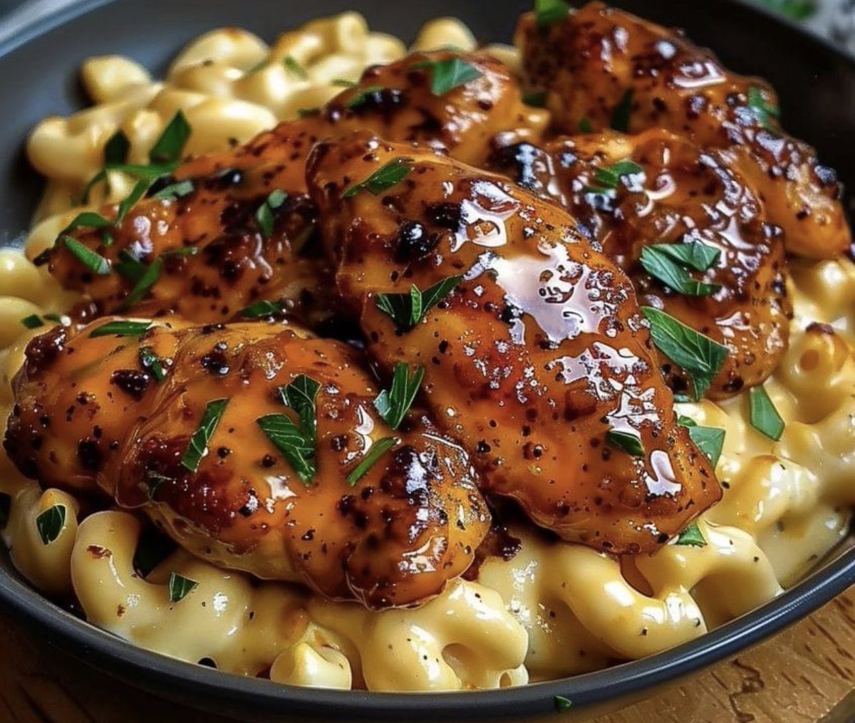 FoodPleaser's tweet image. Sweet &amp;amp; Spicy Honey Pepper Chicken with Creamy Macaroni &amp;amp; Cheese