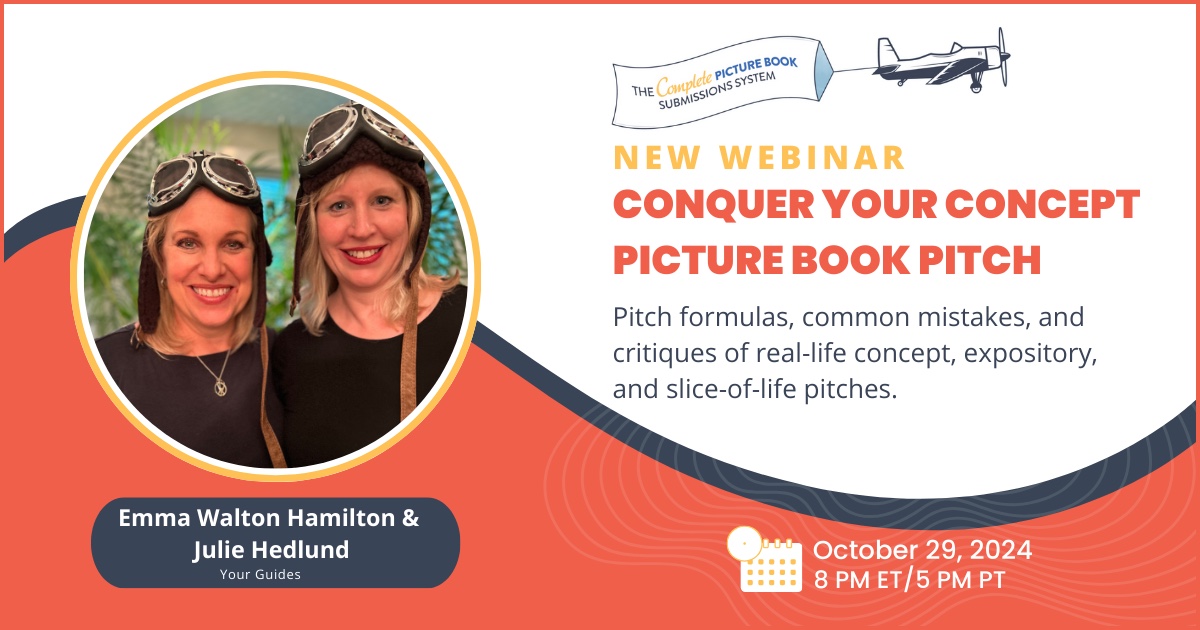 Emma Walton Hamilton (@ewhamilton) on Twitter photo Picture Book writers... if you write concept books or expository non-fiction and need help crafting a compelling pitch, <a href="/JulieHedlund/">julie hedlund</a> and I have just the webinar for you! Join us next Tuesday, October 29 at 8 PM ET - just $39! picturebooksubmissions.com/pitch Picture Book writers... if you write concept books or expository non-fiction and need help crafting a compelling pitch, <a href="/JulieHedlund/">julie hedlund</a> and I have just the webinar for you! Join us next Tuesday, October 29 at 8 PM ET - just $39! picturebooksubmissions.com/pitch